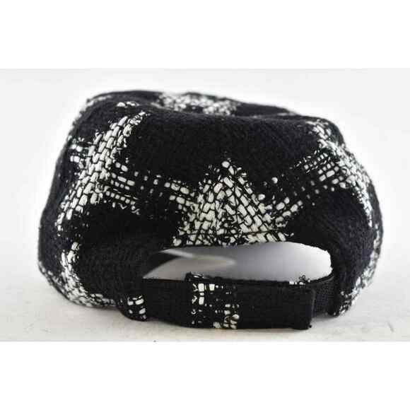 Chanel REV Black White Tweed Check CC Logo Baseball Cap Curved Peak Hat M Medium - Picture 6 of 7